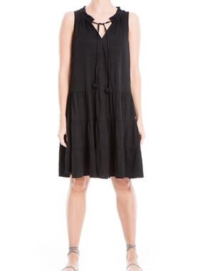 Max Studio Black Sleeveless Tiered Dress